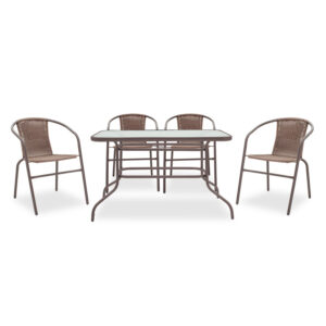 Dining table Ensure-Obbi set 7pcs Argos The Classic metal-pe brown