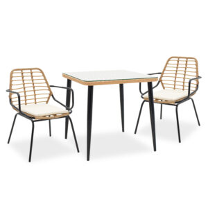 200 000387 Naoki dining set 3pcs Argos The Classic metal black-pe natural.