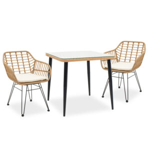 200 000390 Naoki dining set 3pcs Argos The Classic metal-black pe-natural