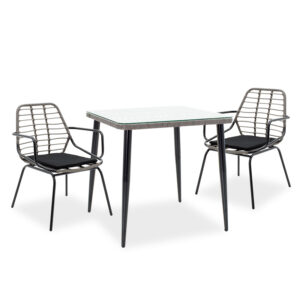 200 000392 Naoki dining set 3pcs Argos The Classic metal black-pe gray.