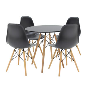 Julita dining table Argos The Classic set of 5 in black-natural shade D80x73cm