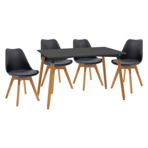 Natali-Gaston Argos The Classic dining set 5pcs black-natural 120x80x76cm