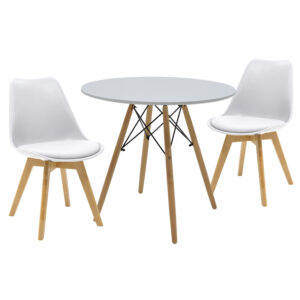 Julita-Gaston Argos The Classic dining table set of 3 in natural-white shade Φ80x73cm
