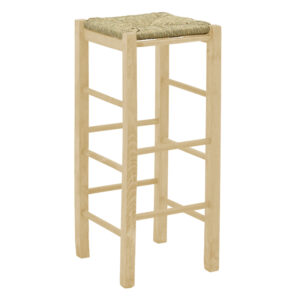 200 000744 Coffee shop stool without width with mat Bodier-Charchie I Argos The Classic unpainted wood 35x35x78cm