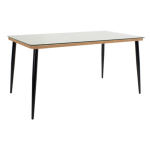 200 000758 1 Naoki E Argos The Classic dining table set of 5 natural rattan-black metal-glass 160x90x78cm