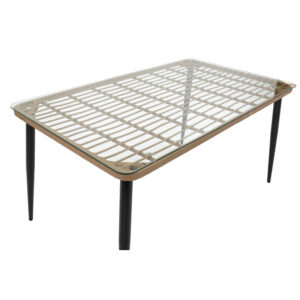 200 000758 3 Naoki E Argos The Classic dining table set of 5 natural rattan-black metal-glass 160x90x78cm