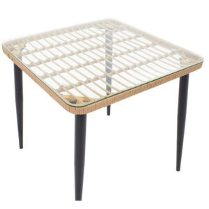 200 000760 3 Naoki G Argos The Classic dining table set of 5 natural rattan-black metal-glass 80x80x78cm