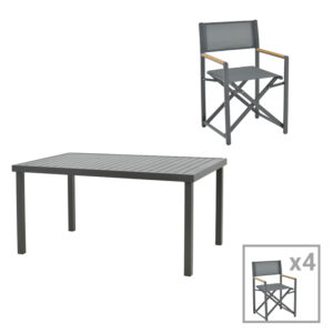 200 000772 Mabu-Klinton dining table set of 5 Argos The Classic aluminum and fabric in anthracite shade 150x80x74cm
