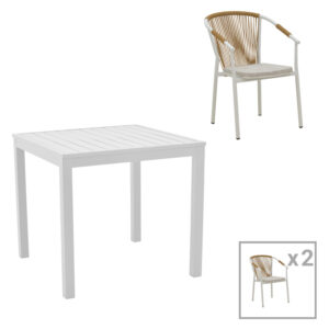 200 000792 Dining table Kliton - Convince set of 3 Argos The Classic aluminum in white shade 80x80x74cm