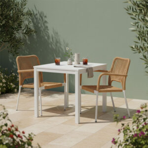 Dining table Kliton - Norture set of 3 Argos The Classic aluminum in white shade 80x80x74cm