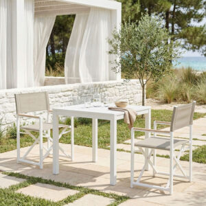 Dining table Kliton - Mabu set of 3 Argos The Classic aluminum in white shade 80x80x74cm