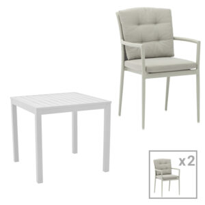 200 000801 Dining table Kliton - Moritz set of 3 Argos The Classic aluminum in white and gray shade 80x80x74cm