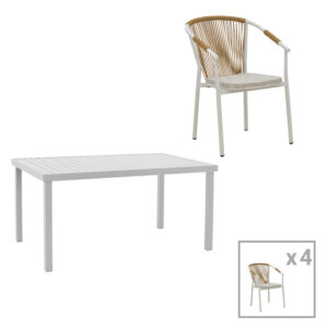 200 000811 Dining table Kliton - Convince set of 5 Argos The Classic aluminum in white shade 150x80x74cm