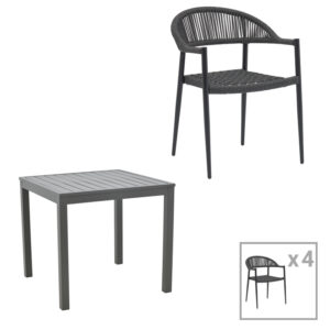 200 000847 Dining table Kliton-Freiburg set of 5 Argos The Classic aluminum in anthracite shade 80x80x74cm