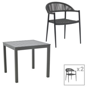 200 000849 Dining table Kliton-Freiburg set of 3 Argos The Classic aluminum in anthracite shade 80x80x74cm