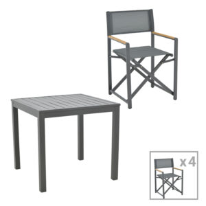 Kliton-Mabu dining table set of 5 Argos The Classic aluminum in anthracite shade 80x80x74cm