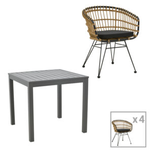 Kliton-Naoki B dining table set of 5 Argos The Classic anthracite aluminum and metal in black shade 80x80x74cm