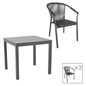200 000861 Kliton-Convince dining table set of 3 Argos The Classic aluminum in anthracite shade 80x80x74cm