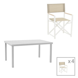 200 000871 Kliton-Mabu dining table set of 5 Argos The Classic aluminum in white shade 150x80x74cm