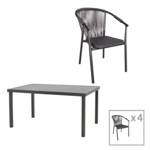 200 000889 Dining table Convince - Kliton A set of 5 Argos The Classic aluminum in anthracite shade 150x80x74cm