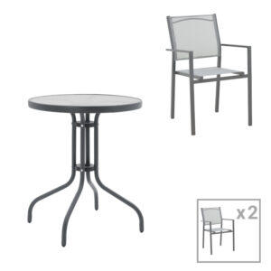 Dining table Watson-Confidence A set of 3 Argos The Classic metal in anthracite shade D60x70cm