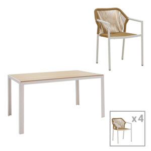 200 000927 Dining table Nares-Lush A set of 5 Argos The Classic white aluminum and plywood in a natural shade 140x80x72.5cm