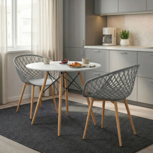 200 000996 Ezra-Julita Argos The Classic dining table set of 3 pp-mdf in grey/white-natural color D80x73cm