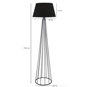 202 000145 2 Floor lamp Firdo II Argos The Classic E27 fabric-metal black Φ38x121cm