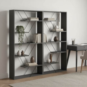 225 000044 Bookcase Tars Argos The Classic dark grey-black 168x24x157cm