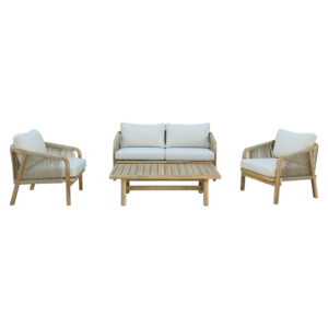 228 000014 1 Malibu garden lounge Argos The Classic solid acacia wood-beige fabric