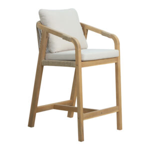 Bar stool Luciana Argos The Classic solid acacia wood-beige fabric 68x55x97.5cm