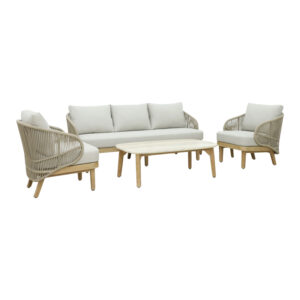228 000042 Peregine Argos The Classic 4pc living room set solid eucalyptus wood-beige fabric