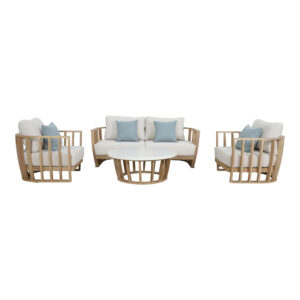 228 000043 4pc Eron Argos The Classic living room set solid eucalyptus wood-beige fabric