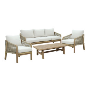 228 000045 1 4pc Malibu I Argos The Classic living room set solid acacia wood-beige fabric
