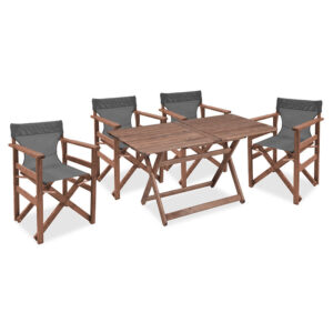 Dining Retto set 5 pcs solid beech wood walnut-grey 120x75x71cm