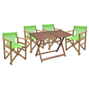 237 000030 Dining table Retto set of 5 pieces solid beech wood walnut-light green 120x75x71cm