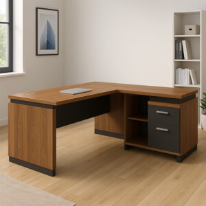 246 000002 1 Professional reversible office desk Oscar Argos The Classic walnut-charcoal 180x170χ76cm