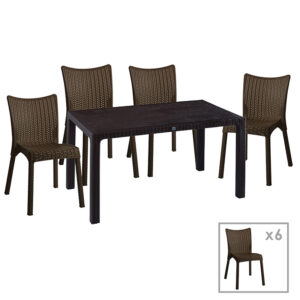 Dining set Explore-Confident Argos The Classic set 7pieces PP brown 150x90x73.5cm