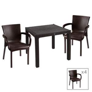 253 000055 Dining set Explore-Festive Argos The Classic set 5pieces PP brown 90x90x73.5cm