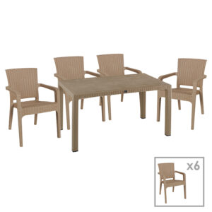 Dining set Explore-Halcyon Argos The Classic set 7pieces PP cappuccino150x90x73.5cm