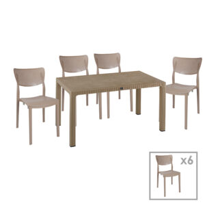 Dining set Explore-Ignite Argos The Classic set 7pieces PP cappuccino150x90x73.5cm