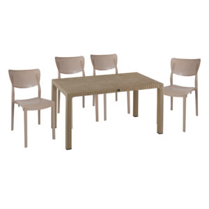Dining set Explore-Ignite Argos The Classic set 5pieces PP cappuccino150x90x73.5cm