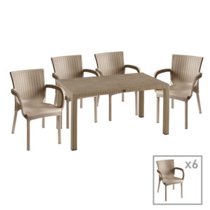 Dining set Explore-Festive Argos The Classic set 7pieces PP cappuccino150x90x73.5cm