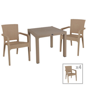Dining set Explore-Halcyon Argos The Classic set 5pieces PP cappuccino 90x90x73,5cm