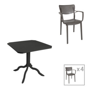 253 000086 Dining set Icon-Frontline Argos The Classic set 5pieces PP dark grey 80x80x74,5cm