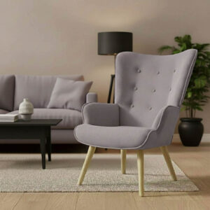 255 000019 1 Armchair Fluffy Argos The Classic fabric grey-natural rubberwood leg 75x69x96cm