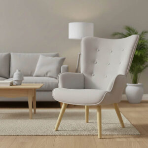 255 000020 1 Armchair Fluffy Argos The Classic fabric light grey-natural leg 75x69x96cm
