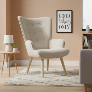 255 000022 1 Armchair Fluffy Argos The Classic beige fabric-natural leg 75x69x96cm