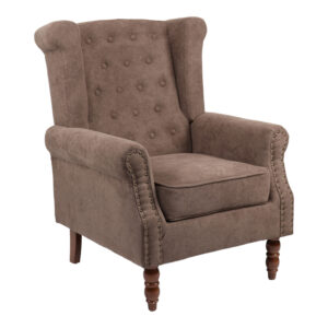 Armchair Piore Argos The Classic dark brown fabric and rubberwood leg in walnut shade 77x80x106cm