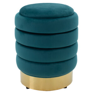 257 000015 Stool-trunk Dazzle Argos The Classic velvet light petrol-golden D36x44cm